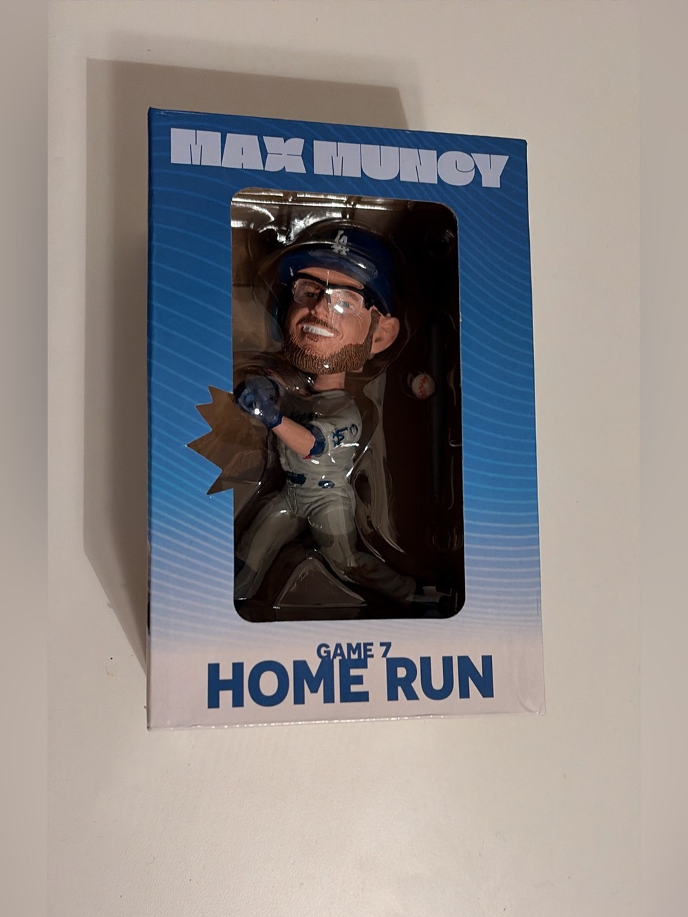 Max Muncy Game 7 Home Run Bobblehead - Blue and White. Brand new